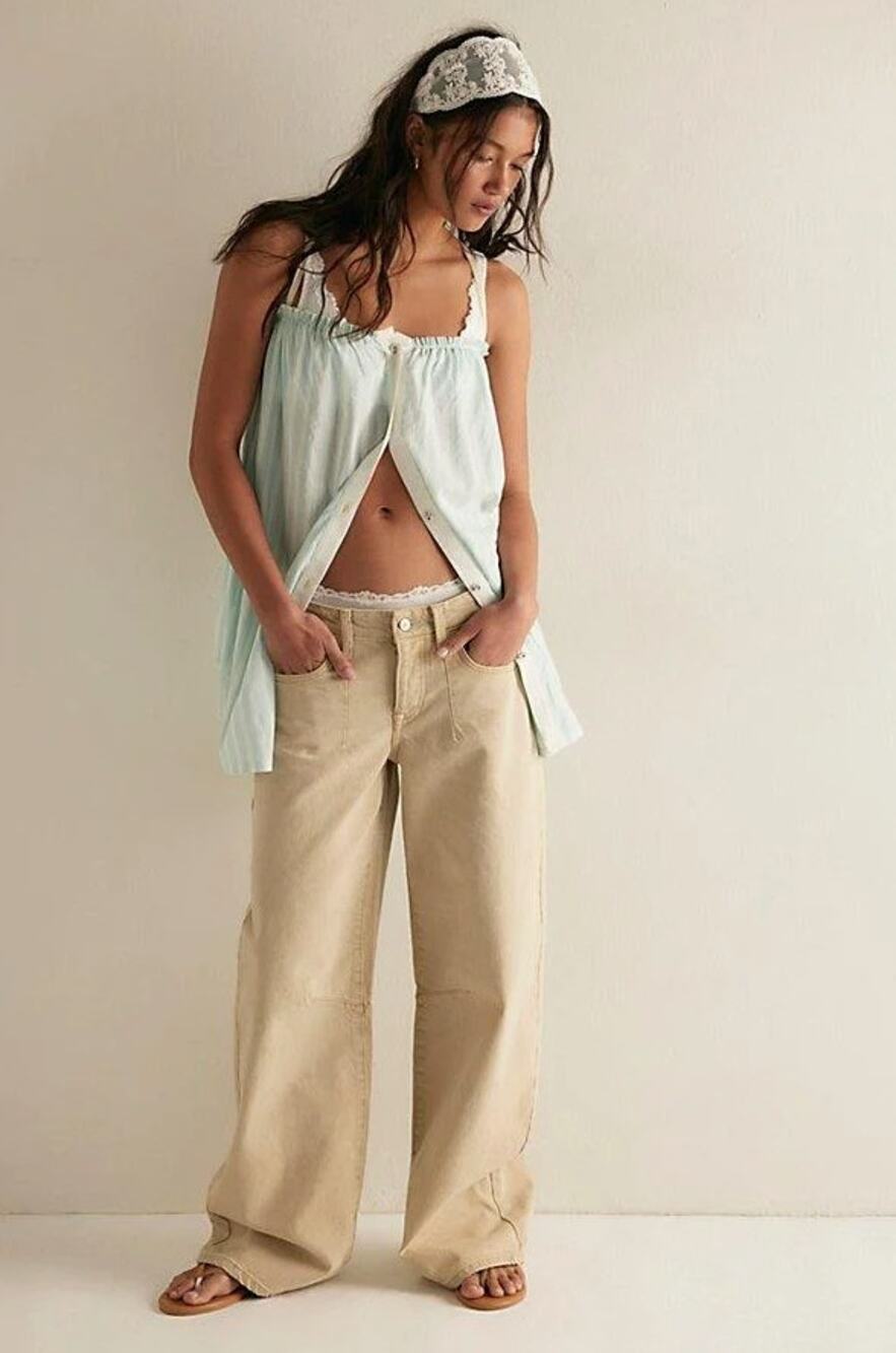 FREE PEOPLE Teagan Low-Rise Baggy Boyfriend Jeans Natural Sz 28 NWT $128 {3A38}